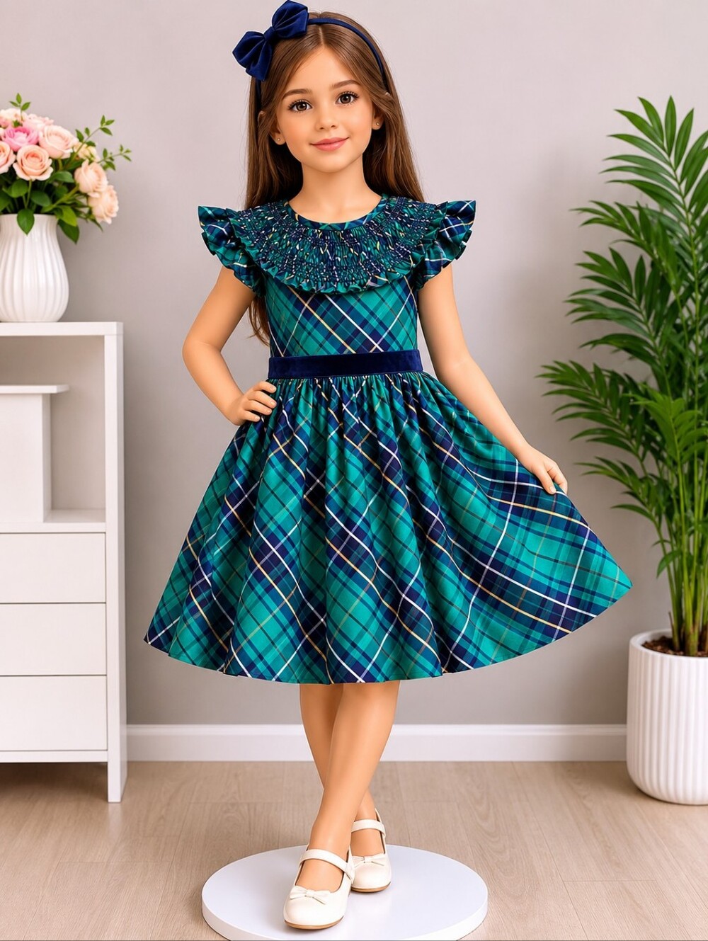Beautiful Janie and Jack Girls Plaid Dress Size 10 Years 💚✨